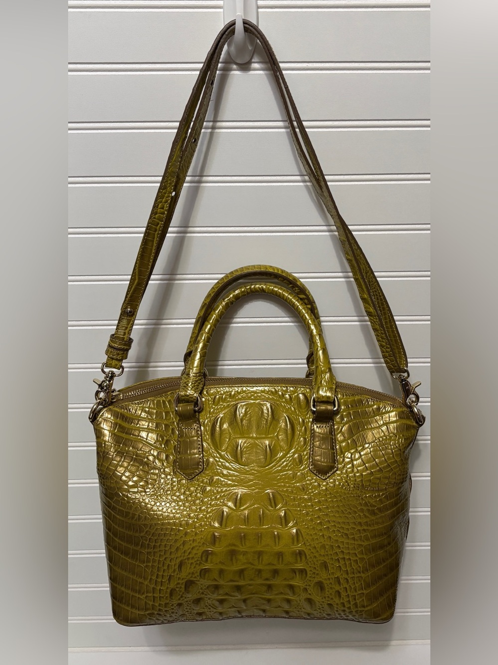 Brahmin Duxbury Satchel  Artichoke Green Melbourne Leather Shoulder Bag Tote